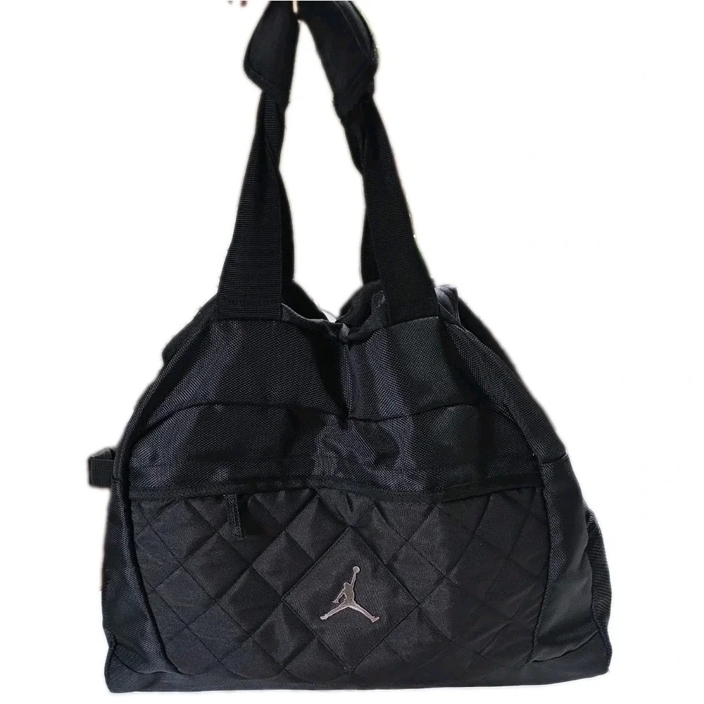 Vintage Nike Air Jordan Quilted Duffel Bag Medium Gym Travel Black 9A1273-023